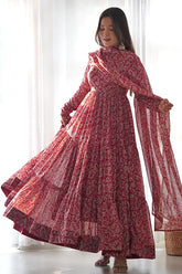 Kalamkari Anarkali with Dupatta