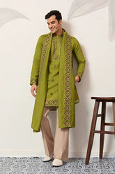 Fluorescent Green Mens Wear Kurta