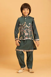Green Koti Kurta for Kids