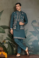 Green Kurta Pajama with Jacket