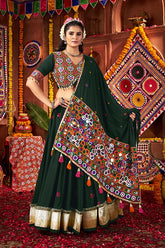 Green Mirror Work Chaniya Choli