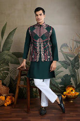 Designer Green Kurta Koti Jacket