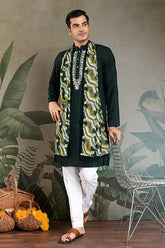 Green Kurta with Dupatta for Mens