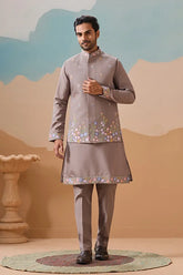Grey Embroidered Koti Kurta
