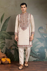 Ivory Embroidered Kurta Pajama