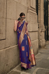 Kashmiri Zari Weaving Satin Silk Saree