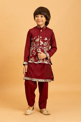 Kids Wedding Maroon Koti Kurta