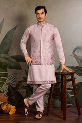 Light Pink Kurta Koti Set