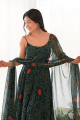 Chiffon Anarkali gown with dupatta