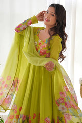 Black Anarkali Gown with Floral Print