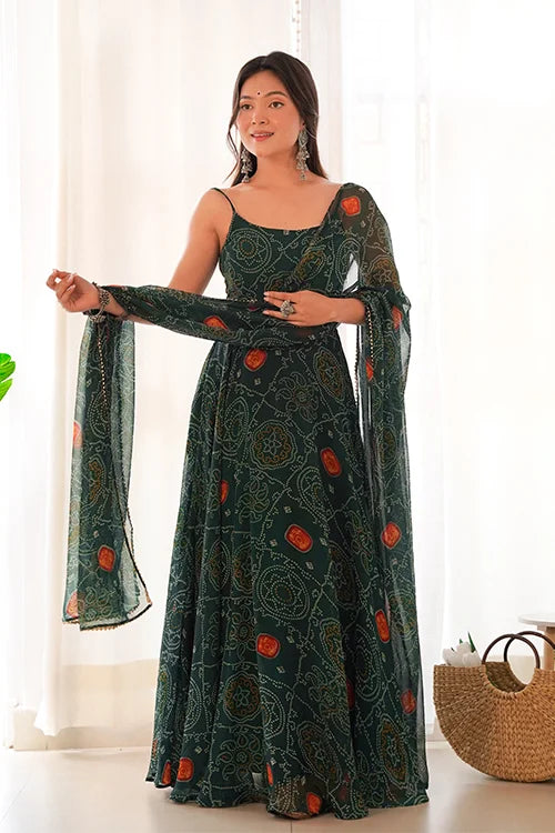 Elegant chiffon Anarkali gown set