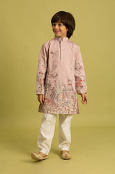 Peach Vantara Style Boys Kurta
