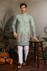 Pista Green Wedding Kurta Men