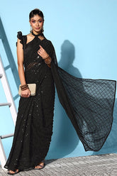 Stylish Black Georgette Saree