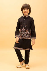 Premium Black Koti Kurta Kids
