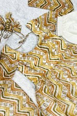 Stylish Zigzag Print Anarkali with Pant & Dupatta Set