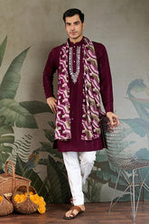 Purple Men Kurta and Dupatta