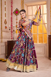Purple Printed Navratri Chaniya Choli