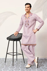 Royal Lavender V Neck Kurta Set