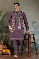 Rust Purple Koti Style Kurta