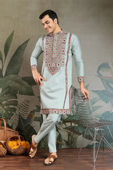 Sky Blue Embroidered Kurta Pajama