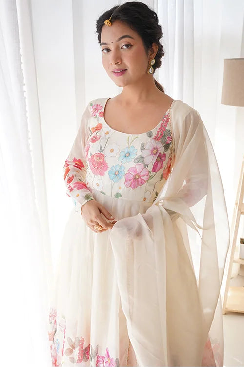 Elegant Organza Silk Anarkali