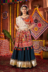 Teal Blue Mirror Chaniya Choli