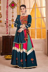 Teal Blue Multi Navratri Chaniya Choli