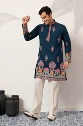 Teal Blue Wedding Kurta for Men