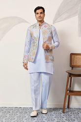 Luxury Sky Blue Koti Kurta Set