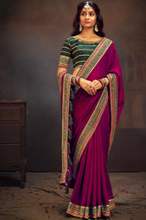 Vichitra Heavy Embroidery Saree