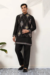 Wedding Black Koti Kurta Pajama
