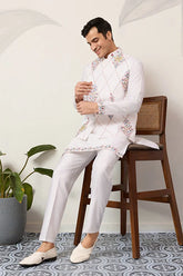 White Koti Kurta Pajama Set