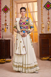 White Cotton Chaniya Choli Navratri