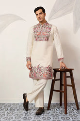 White Designer Kurta Pant Set