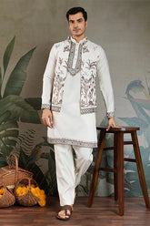 White Jacket Style Kurta Pajama