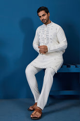White Real Mirror Work Kurta