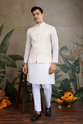 White Roman Silk Kurta
