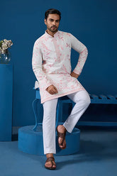 White Viscose Silk Kurta Men