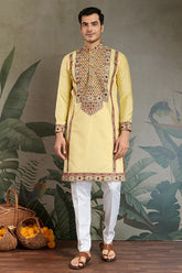Yellow Embroidered Kurta for Haldi