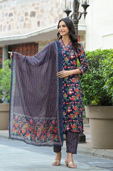 Blue Printed Kurti for Women