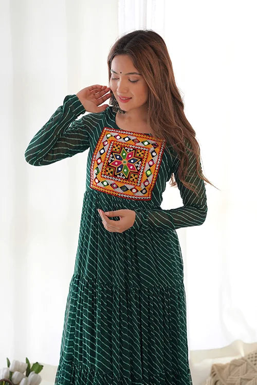 Navratri Special Green Anarkali Gown 2024