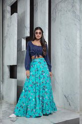 Exclusive Navy Blue Stitched Crop Top Collection