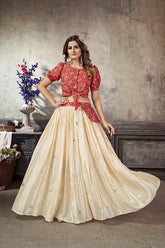 Embroidered Crop-Top Skirt