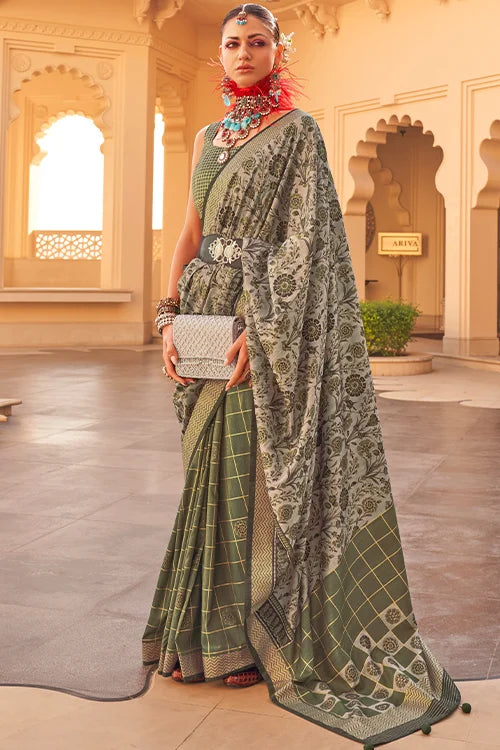 Beautiful Patola Silk Saree With Printed Blouse
