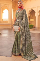 Beautiful Patola Silk Saree With Printed Blouse
