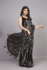 Designer Bollywood Saree with Pallu Fumka Details