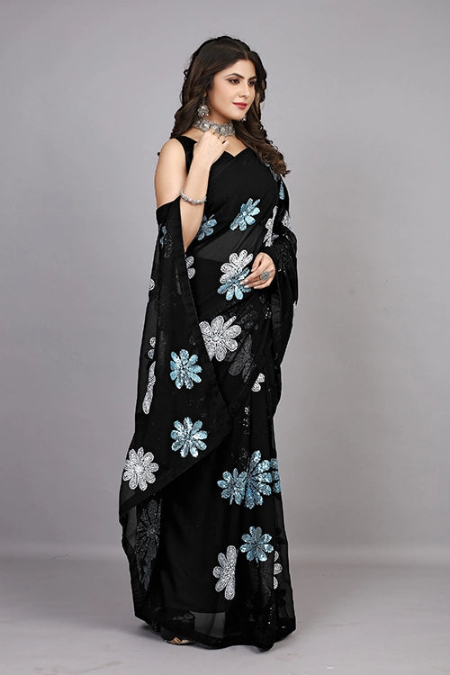 Black saree with 3MM sequins
