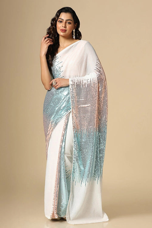 Sky georgette saree
