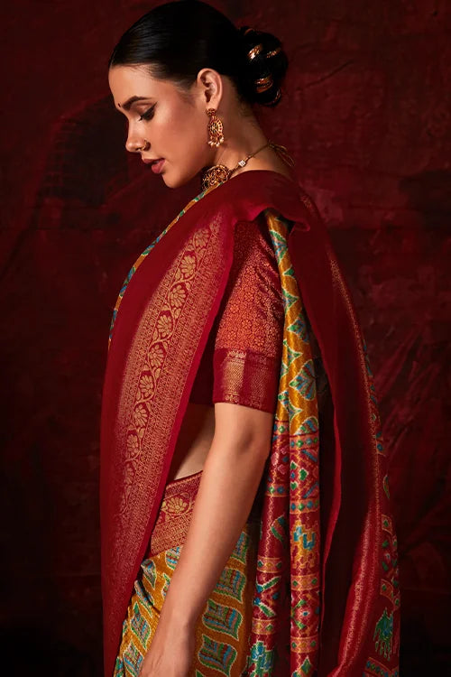 Soft-Silk-Saree-With-Printed-Blouse